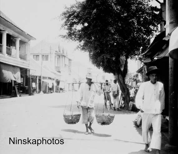 Surabaya Street Scene - Java, Indonesia - 1925 - Fine Art Antique Photo Print - BNW - Vintage Photo - Photography