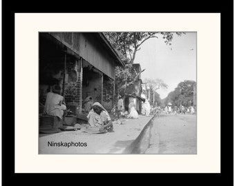 Roadside Shops, Street Scene in Benares, Varanasi, India Vintage Photo Reproduction by James Dearden Holmes - Historical Photography