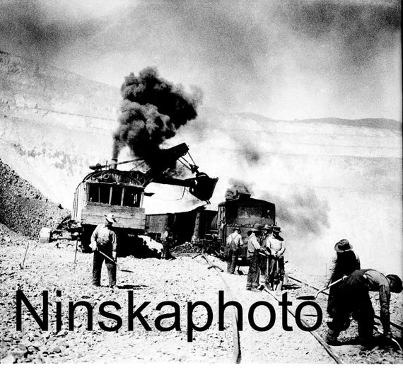 Bingham Copper Mine, Men at Work, near Salt Lake City, Utah, United States, 1920s antique photo reprint, UT History, Vintage Photo Art