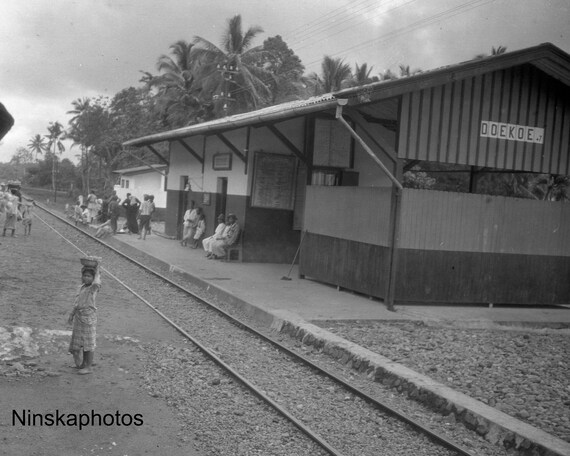 Doekoe Railway Station, Sumatra, Indonesia - 1925 - Fine Art Antique Photo Print - Vintage Photo - 3313