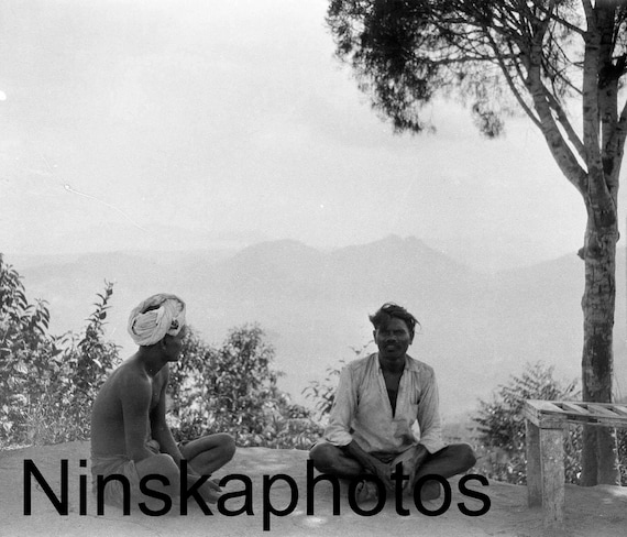 Two Men in the Penang Hills, Penang, Malaysia by J. Dearden Holmes, 1920s antique photo reprint