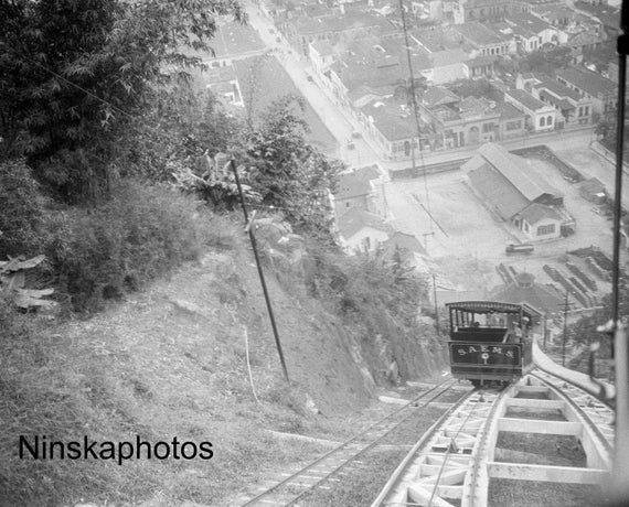 Monte Serrat Cable Tram in Santos, Brazil 1927 - Fine Art Antique Photo Print - Vintage Photo - 8655