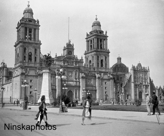 Mexico City - The Cathedral, Mexico 1927 - Fine Art Antique Photo Print - Vintage Photo - 7644