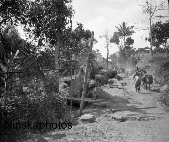 A Mountain Street in East Java - Java, Indonesia - 1925 - Fine Art Antique Photo Print - BNW - Vintage Photo - 3111