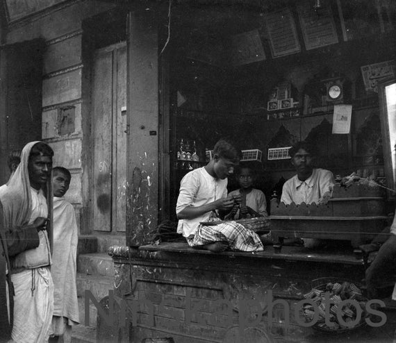 Calcutta, India 1925 - A Tobacconist's Shop by J. Dearden Holmes, 1920s antique photo reprint, vintage photo