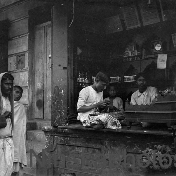 Calcutta, India 1925 - A Tobacconist's Shop by J. Dearden Holmes, 1920s antique photo reprint, vintage photo