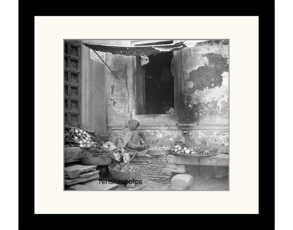 Vegetable Seller in Benares, Varanasi, India Vintage Photo Reproduction by James Dearden Holmes - Historical Photography