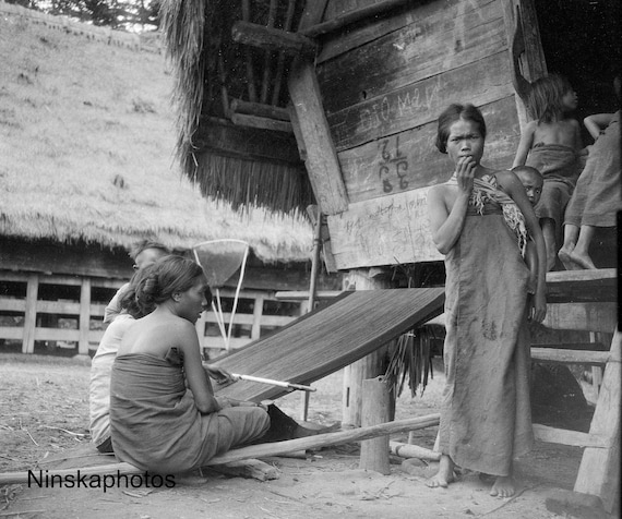 Batak Weaving - Local Women - Village near Lake Toba - Sumatra, Indonesia - 1925 - Fine Art Antique Photo Print - Vintage Photo
