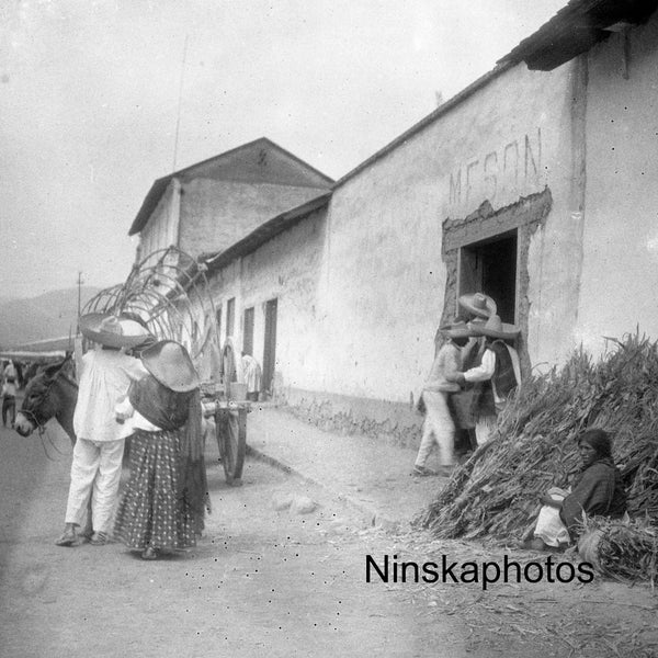 1920s Amecameca Street Scene, Mexico 1920s antique photo reproduction, Vintage Photography Black and White