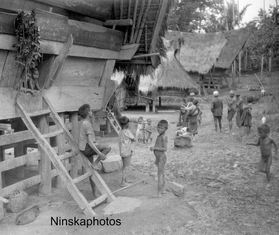 Children in Fishing Village near Lake Toba - Sumatra, Indonesia - 1925 - Fine Art Antique Photo Print - Vintage Photo