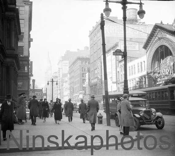 1920s Philadelphia, Market Street, Vintage Street Scene, Pennsylvania, US History, United States, 1920s antique photo reprint, Local History
