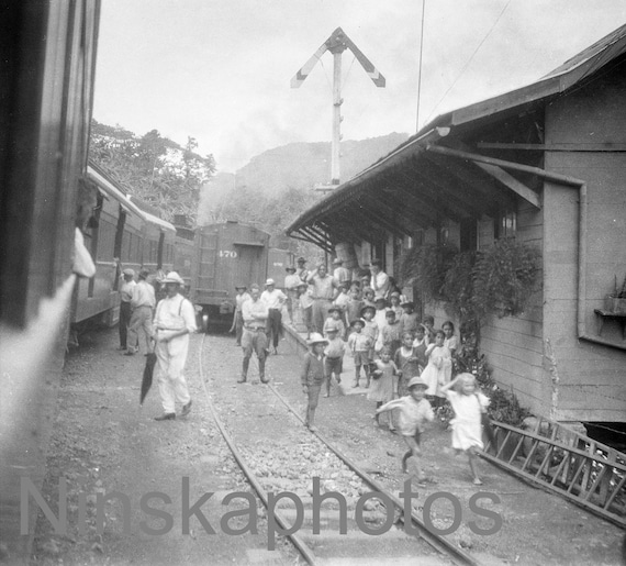 1920s Costa Rica, Port Limon Railway Scene by J. Dearden Holmes, 1920s antique photo reprint, Vintage Photography