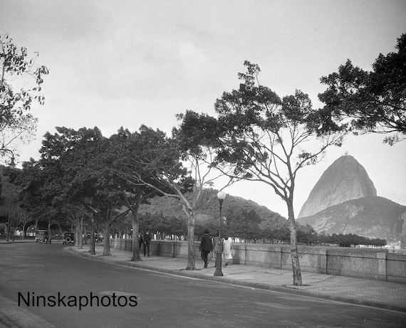 Rio de Janeiro - Promenade and Sugarloaf Mountain in background, Brazil 1927 - Fine Art Antique Photo Print - Vintage Photo - 8790
