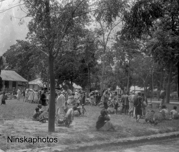 Balige Market - Group of Locals - Sumatra, Indonesia - 1925 - Fine Art Antique Photo Print - Vintage Photo