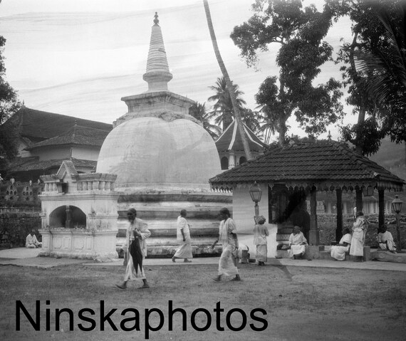 1920s Kandy, Ceylon, Sri Lanka, The Temple of the Tooth Sri Dalada Maligawa by J. Dearden Holmes, 1920s antique photo reprint Buddhism