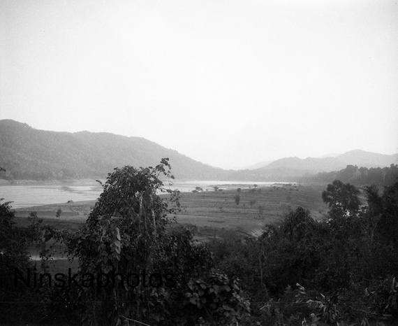 1925 River View from Dak Bungalow, Hsinbo, on the Irrawaddy, Myanmar, Burma by J. Dearden Holmes 1920s antique photo reprint