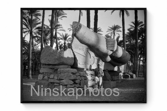 Rameses II Statue in Memphis, Egypt by J. Dearden Holmes, 1920s antique photo reprint