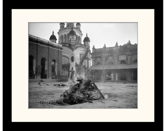 Burning Ghat near Kalighat Temple, Calcutta (Kolkata) India Vintage Photo Reproduction by James Dearden Holmes - Historical Photography