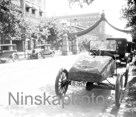 Don't laugh big boy, its payed for!! - Vintage Motor, Salt Lake City, Utah, United States, 1920s antique photo reprint