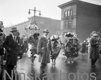 Philadelphia 1927 Mummer's Parade, Pennsylvania, United States, 1920s antique photo reprint, vintage photography, folk festival