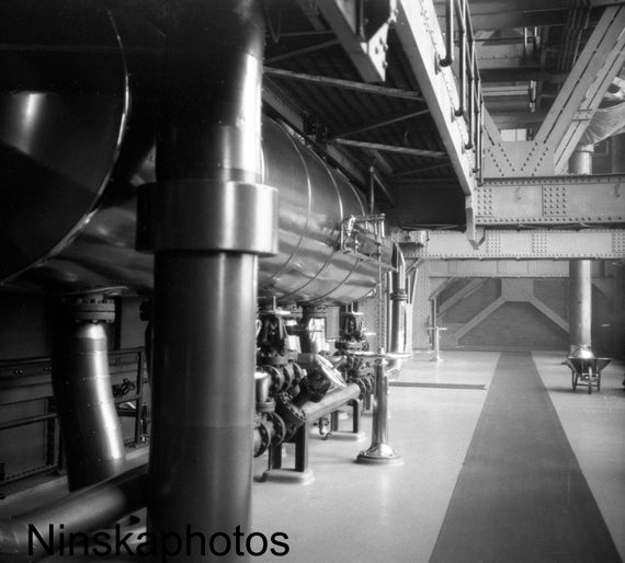 1926 Ford Factory, Power House Interior, Detroit, Michigan by James Dearden Holmes Antique Photo Reprint, Automobile