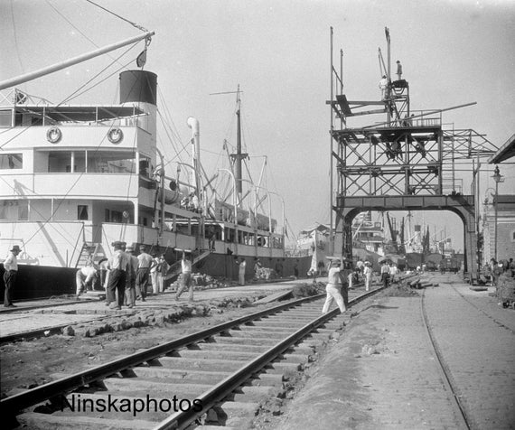 Brazilian Gunboat at Santos Wharf, Brazil 1927 - Fine Art Antique Photo Print - Vintage Photo - 8669