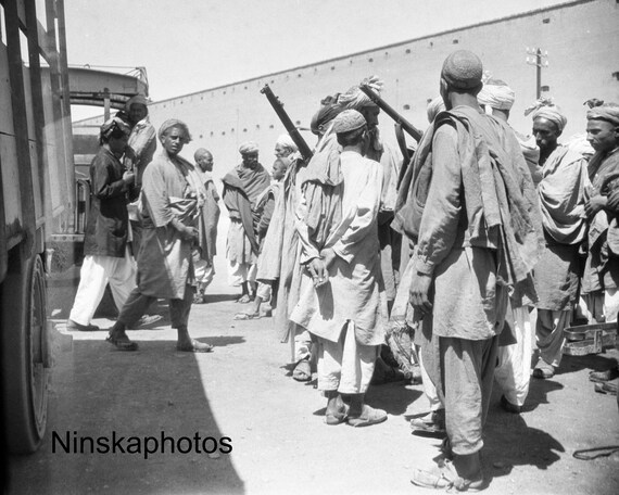 Group of Locals near the Fort in Landi Kotal - India - Pakistan - Vintage Photo Reproduction by James Dearden Holmes