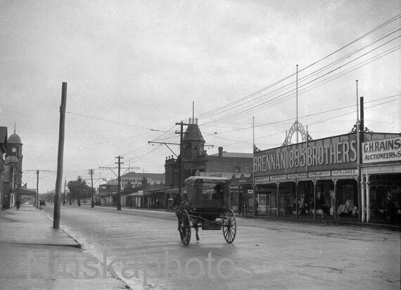 Street Scene in Boulder City, Kalgoorlie, Australia by J. Dearden Holmes, 1920s antique photo reprint