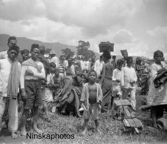 Porsea Market - Group of Locals - Rural Sumatra - Indonesia - 1925 - Fine Art Antique Photo Print - Vintage Photo