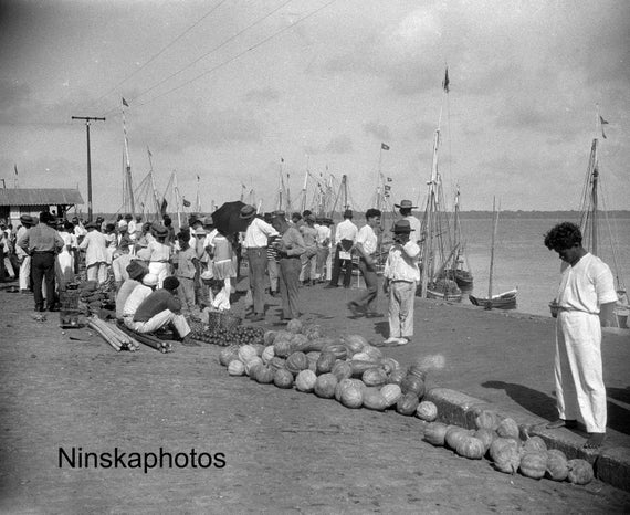 1920s Para, Brazil - Melon Fruit Sellers - Antique Photo Reproduction - Vintage Photography - Black and White