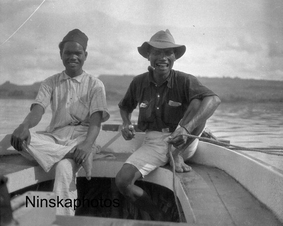 Lake Toba - Local Sailors - Sumatra, Indonesia - 1925 - Fine Art Antique Photo Print - Vintage Photo
