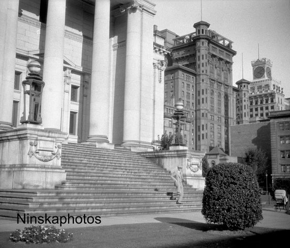 Vancouver, British Columbia - Courthouse and Vancouver Hotel - Canada 1926 - Fine Art Antique Photo Print - Vintage Photo - 6292