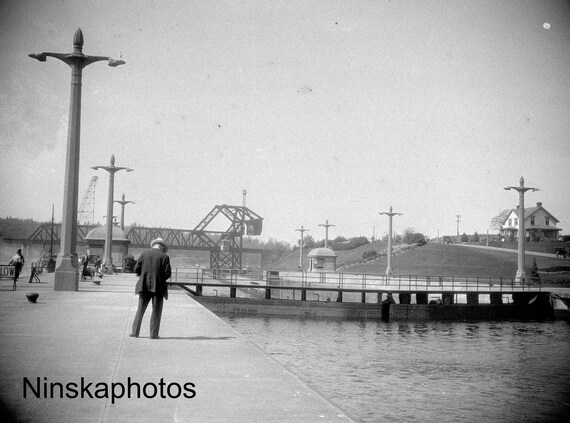 Seattle, Washington - Government Locks at Ballard - Ballard Locks - United States 1926 - Fine Art Antique Photo Print - Vintage Photo - 6238