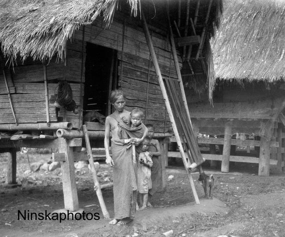 Women and Children in Fishing Village near Lake Toba - Sumatra, Indonesia - 1925 - Fine Art Antique Photo Print - Vintage Photo