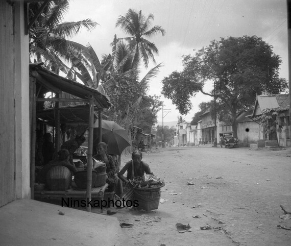 Yogyakarta Street Scene - Indonesia - 1925 - Fine Art Antique Photo Print - BNW - Vintage Photo - Photography
