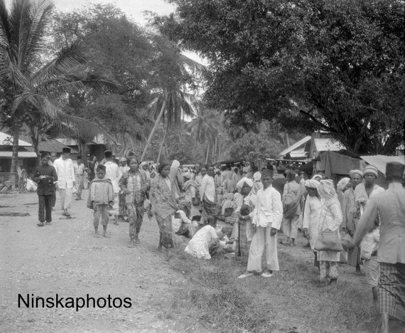 Market Day in the Village of Kota Nopan - Sumatra, Indonesia - 1925 - Fine Art Antique Photo Print - Vintage Photo