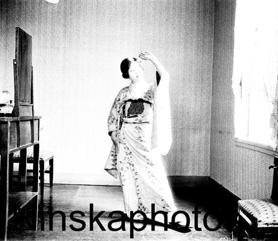 Japanese Maid Dancing, 1920s Tokyo, Japan, Black & White Photography, 1920s antique photo reprint - Japanese Women, Vintage Photography