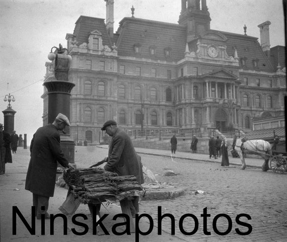 Montreal Street Scene, A tobacconist selling leaf in bundles, Canada, 1920s antique photo reprint, Street Scene, vintage photo