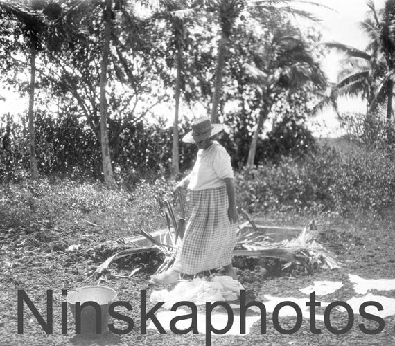 Woman in her Garden in Kalapana, Hawaii, United States, 1920s antique photo reprint - Wall Decor - Local History