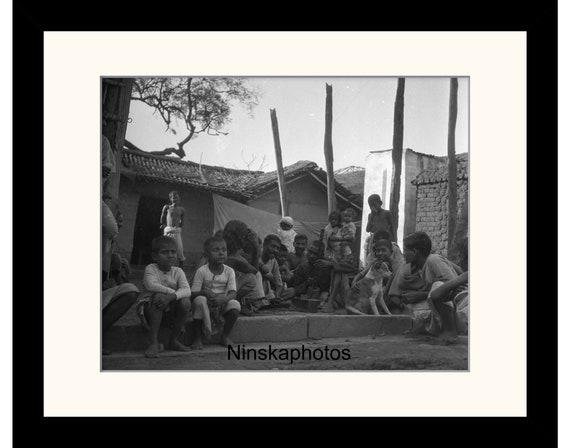 Group of Locals in the Native Quarter, Calcutta (Kolkata) India Vintage Photo Reproduction by James Dearden Holmes - Historical Photography