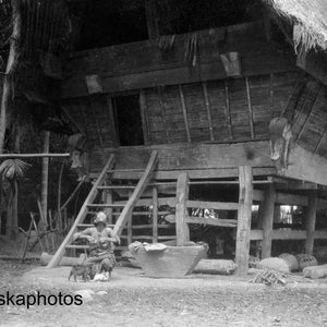 Balige, Sumatra - Batak Woman in front of Hut, Indonesia - 1925 - Fine Art Antique Photo Print - Vintage Photo