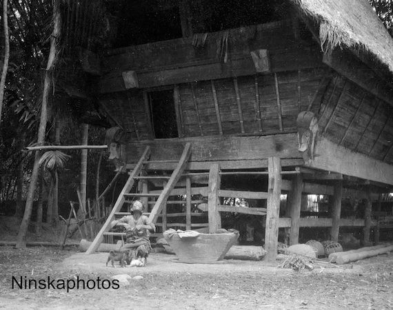 Balige, Sumatra - Batak Woman in front of Hut, Indonesia - 1925 - Fine Art Antique Photo Print - Vintage Photo