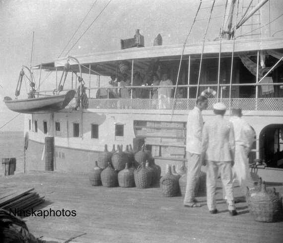 Loading Rum onto River Boats, Amazon River, Para, Brazil 1927 - Fine Art Antique Photo Print - Vintage Photo - 8974