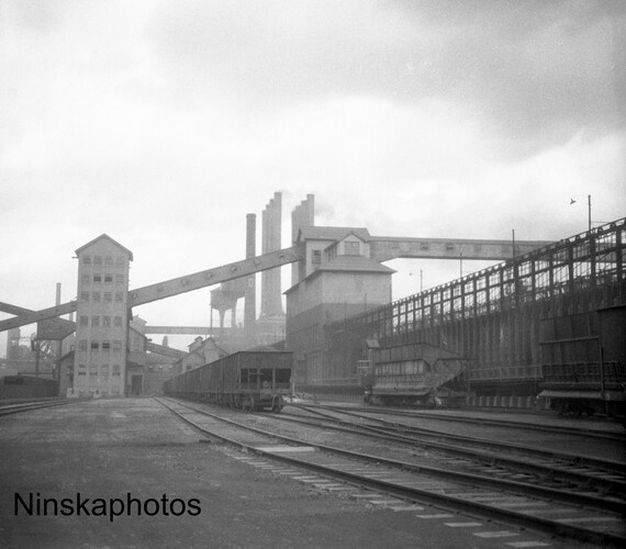 1926 Ford Factory, Fordson Plant - Coke Ovens and Conveyors, Detroit, Michigan by James Dearden Holmes Antique Photo Reprint, Automobile