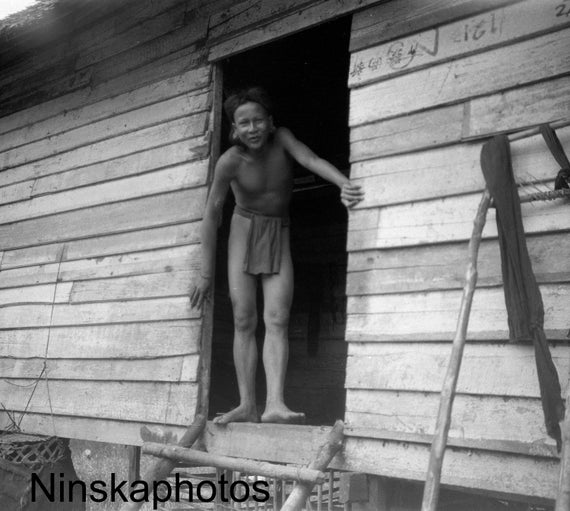 Dayak Man, Kuching, Sarawak, Borneo, Malaysia by J. Dearden Holmes, 1920s antique photo reprint, Vintage Photography