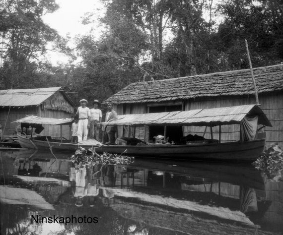 River Expedition on the Barito River, Koeala Lotek, Borneo, Indonesia - 1925 - Fine Art Antique Photo Print - Vintage Photo