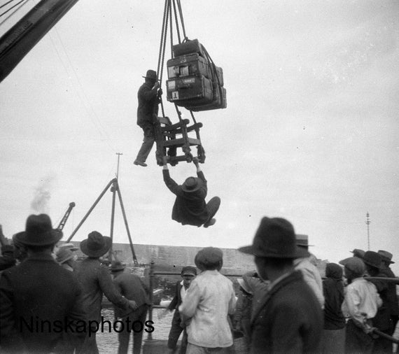 Disembarking the SS Orbita Ship in Mollendo, Peru 1927 - Fine Art Antique Photo Print - Vintage Photo - 8396