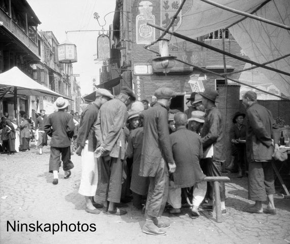 Gambling in the Street in Macao by J. Dearden Holmes, 1920s antique photo reprint, Wall Decor, Home Decor, Macao History