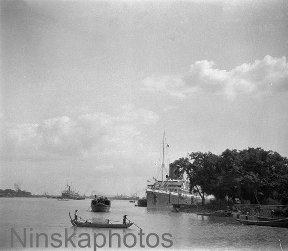 Saigon Port, Indochina - Vietnam by J. Dearden Holmes, 1920s antique photo reprint, Vietnam, Ho Chi Minh City