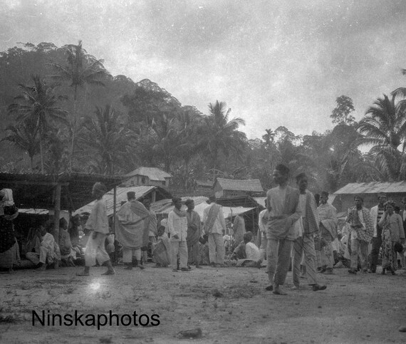 Group of Locals in the Village of Moeara Sipongi - Sumatra, Indonesia - 1925 - Fine Art Antique Photo Print - Vintage Photo